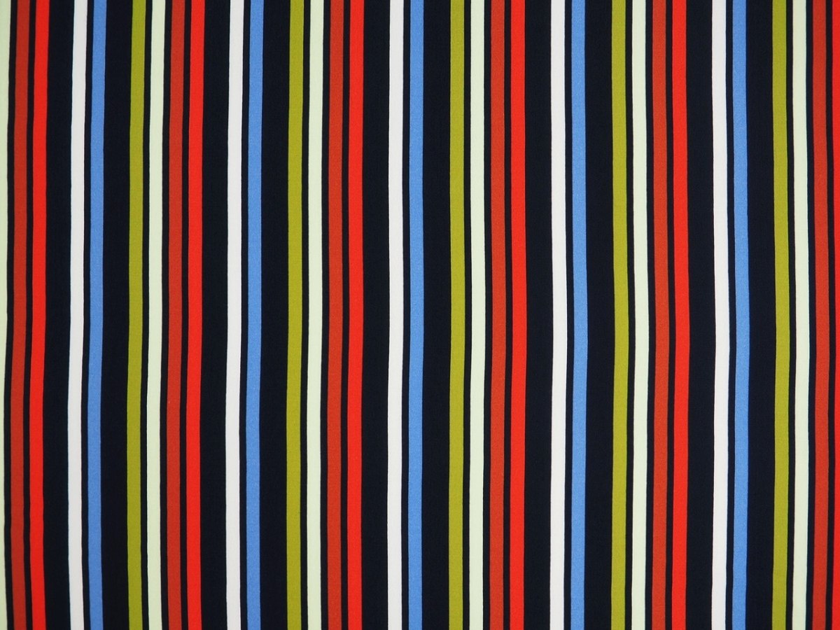Wiskoza - Retro paski zieleń, koral, błękit Wiskoza - Retro paski zieleń, koral, błękit