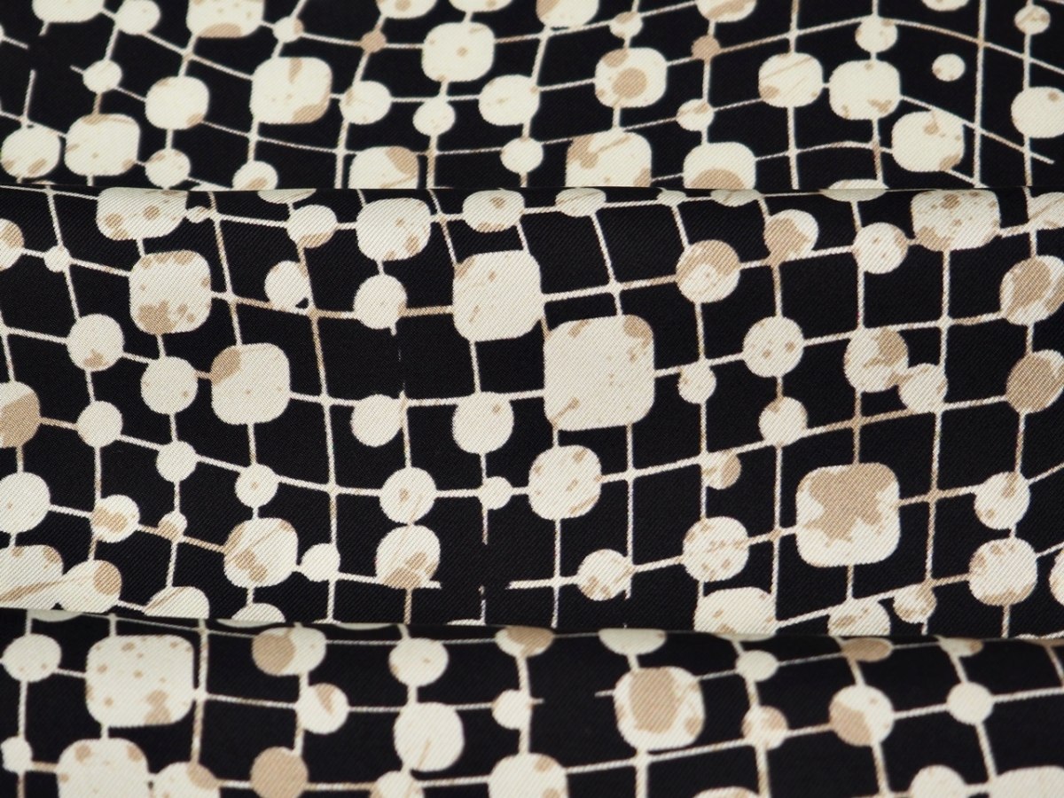 Jedwab twill - Gęsty retro wzór Jedwab twill - Gęsty retro wzór