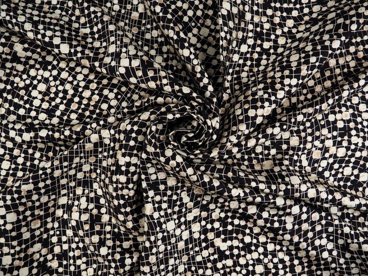 Jedwab twill - Gęsty retro wzór Jedwab twill - Gęsty retro wzór