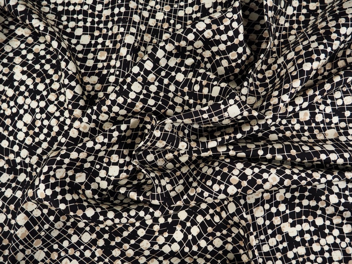 Jedwab twill - Gęsty retro wzór Jedwab twill - Gęsty retro wzór