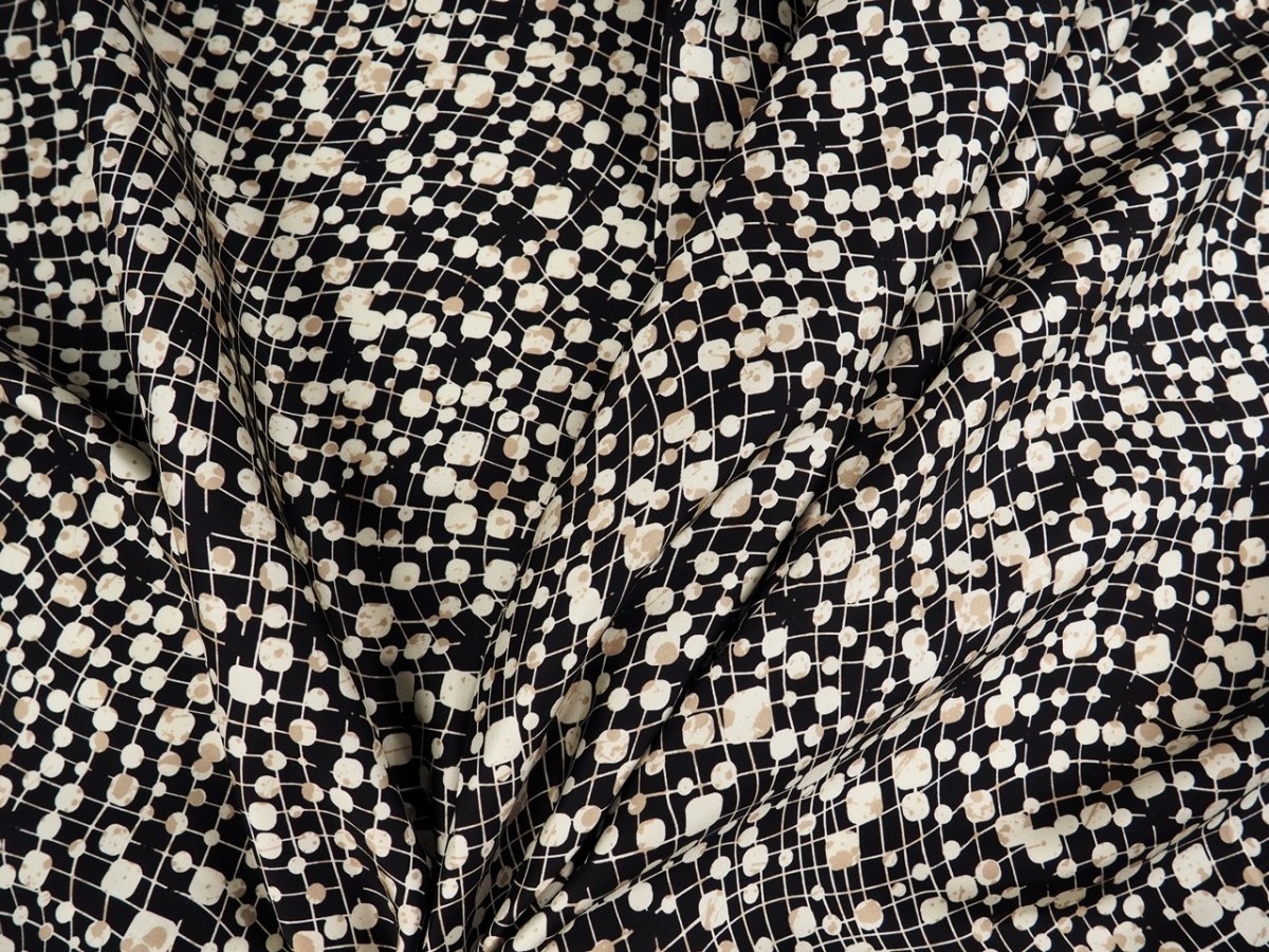 Jedwab twill - Gęsty retro wzór Jedwab twill - Gęsty retro wzór
