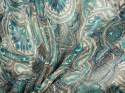 Jedwab szyfon - Niebieskie wzory etno