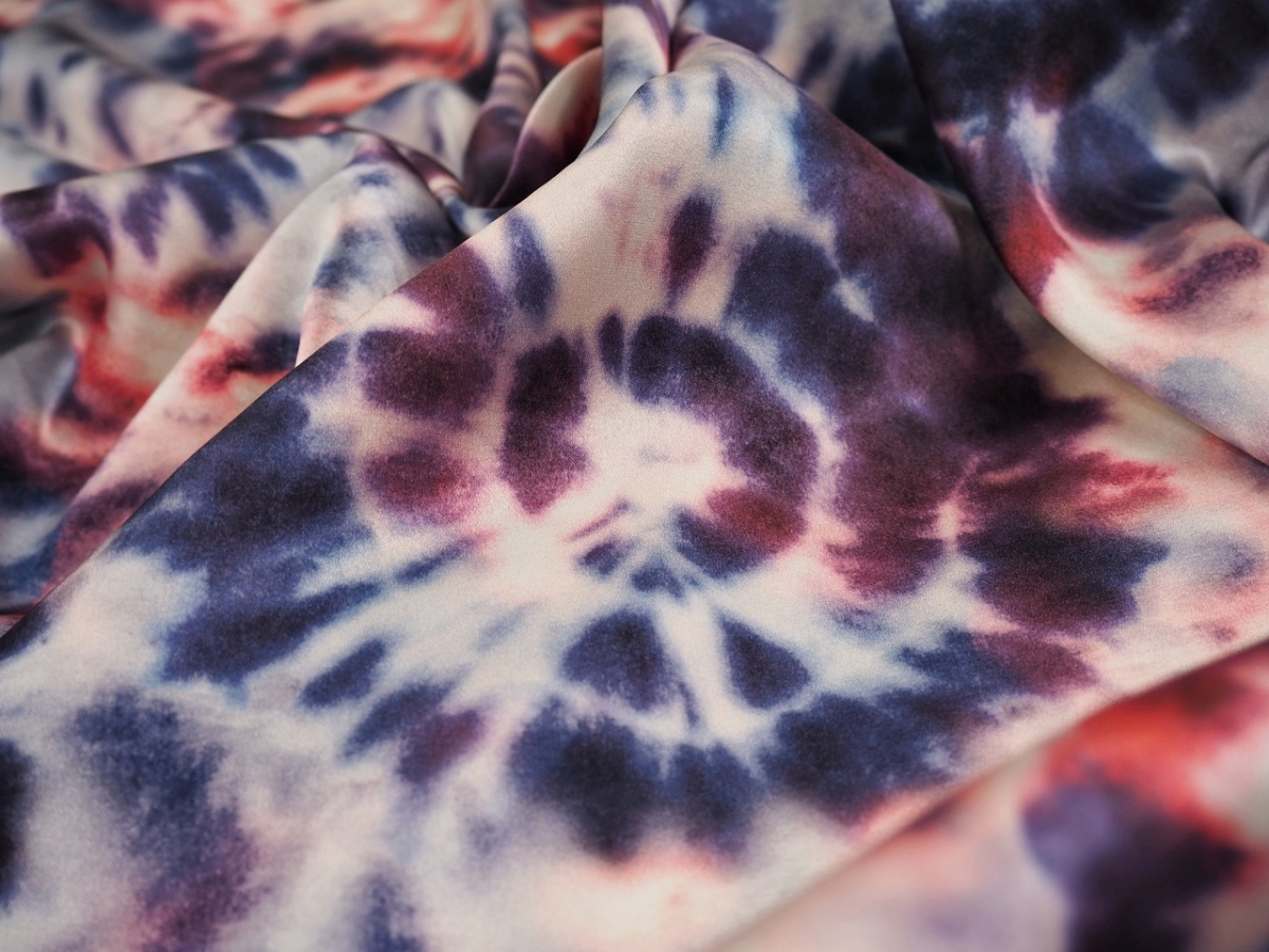 Jedwab elastyczny - Kolorowe wybarwienia tie dye Jedwab elastyczny - Kolorowe wybarwienia tie dye