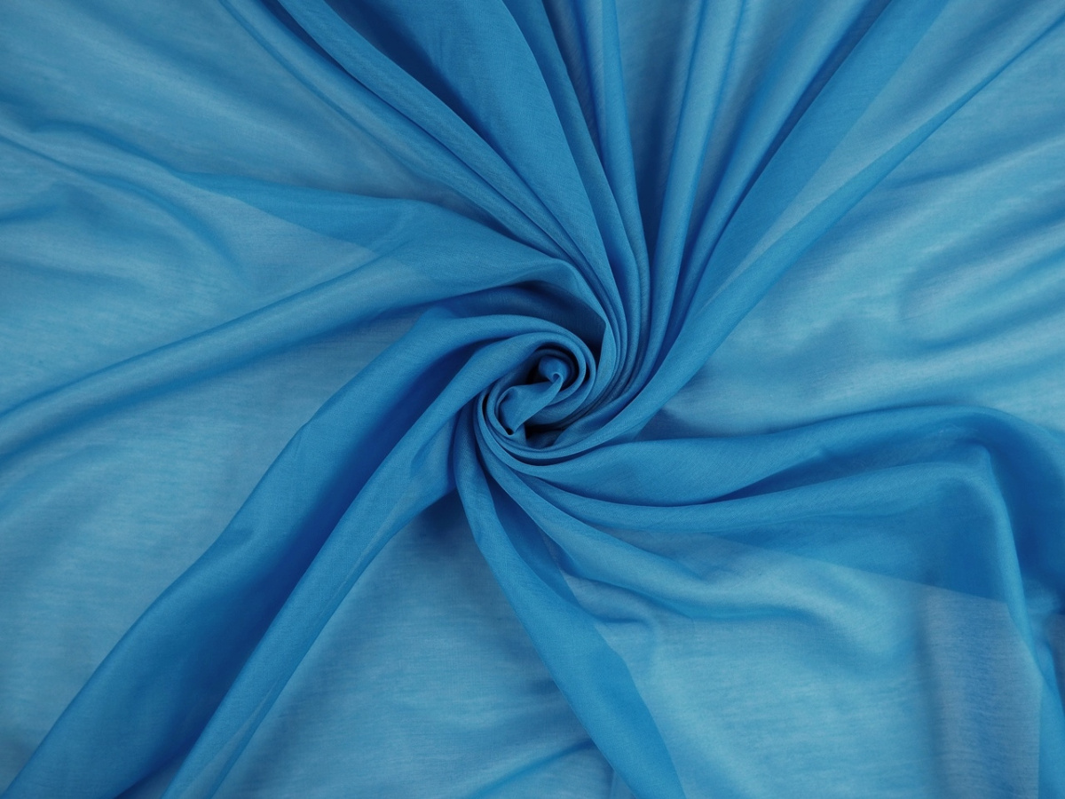 Batyst bawełna-jedwab - Nasycony błękit