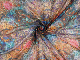 Jedwab szyfon - Kolorowe mandale z różem