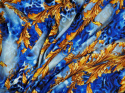 Jedwab elastyczny - Niebieska pantera i ornamenty