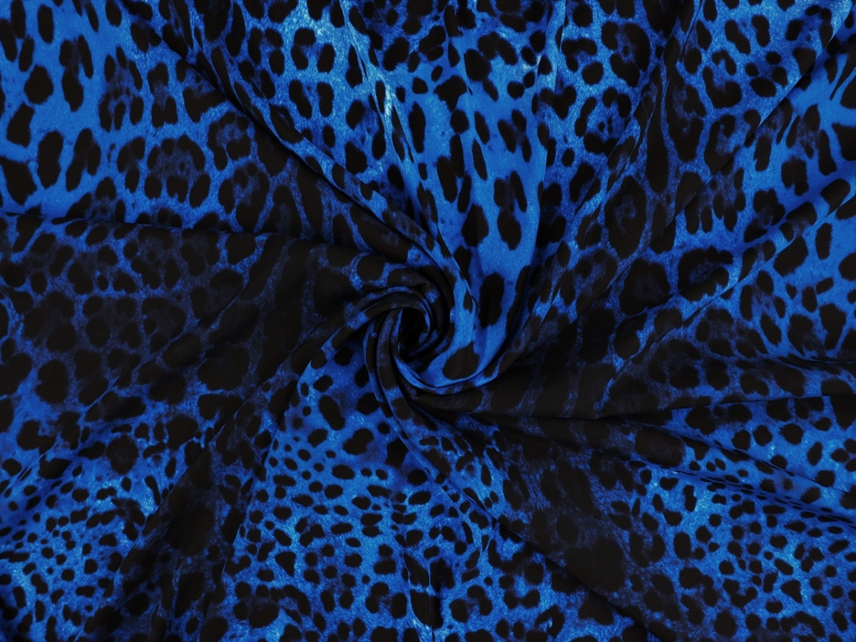 Jedwab elastyczny - Pantera elektryczny niebieski [kupon 1,3 m]