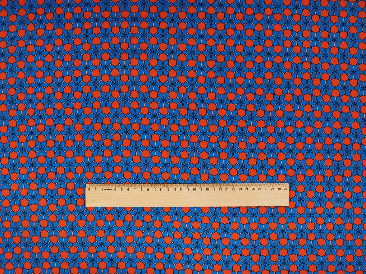 Jedwab elastyczny - Niebieskie wzory geometryczne