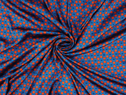Jedwab elastyczny - Niebieskie wzory geometryczne [kupon 2,85 m]