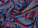 Jedwab elastyczny - Niebieskie wzory geometryczne