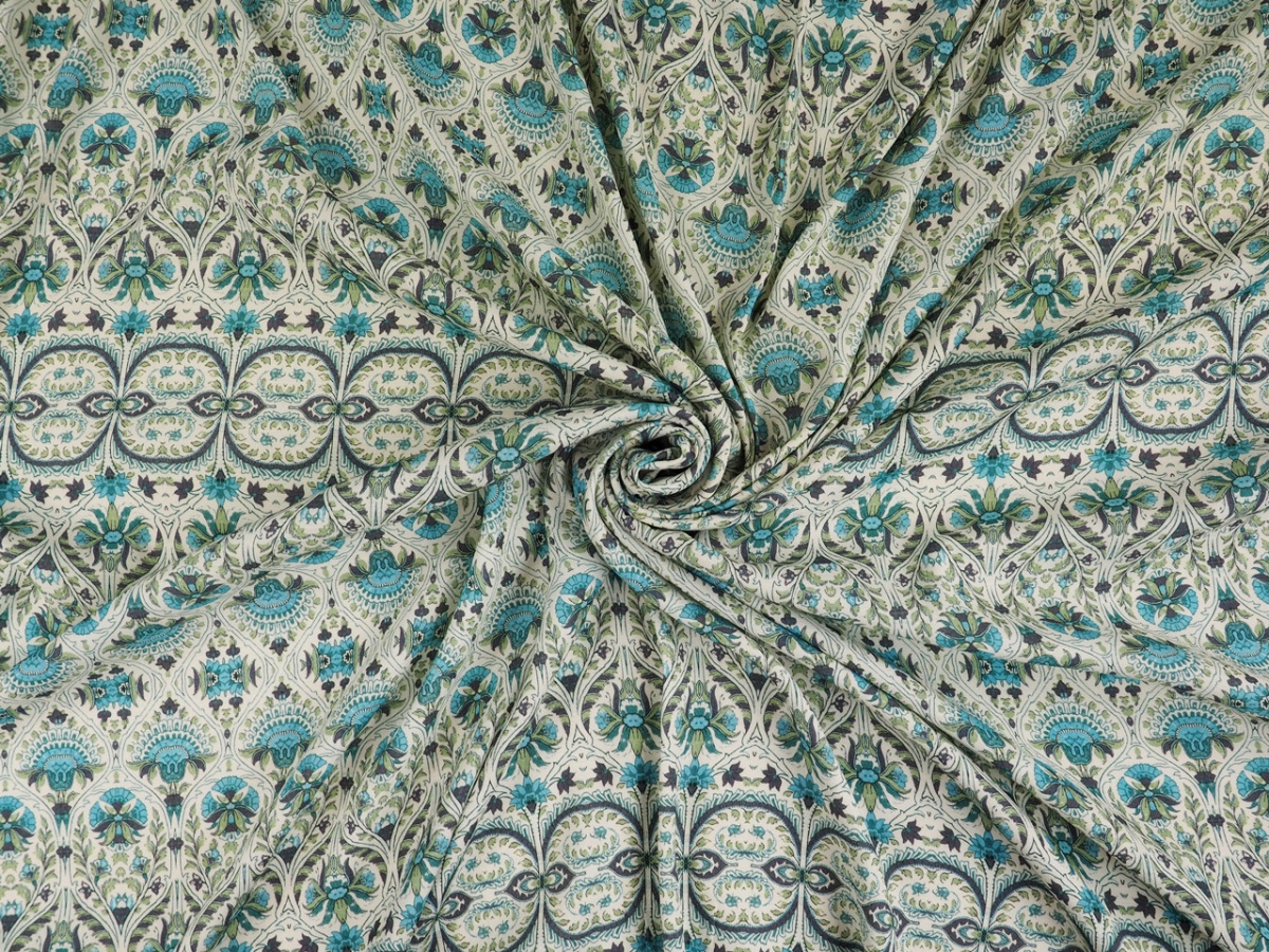 Wiskoza - Niebieskie ornamenty Wiskoza - Niebieskie ornamenty