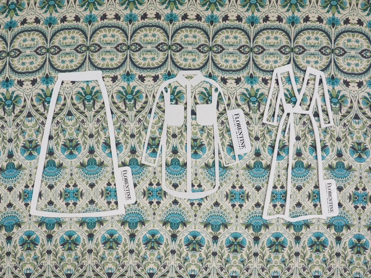 Wiskoza - Niebieskie ornamenty Wiskoza - Niebieskie ornamenty