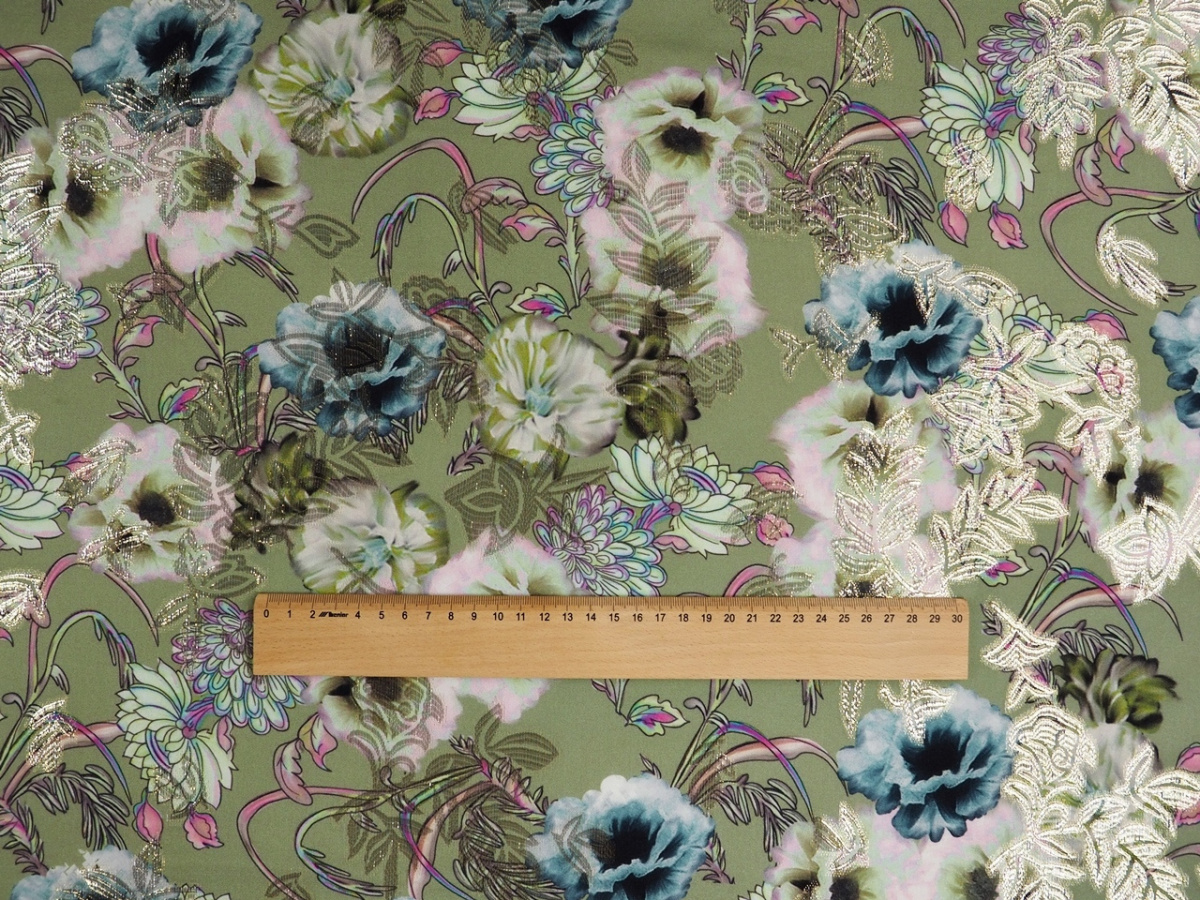 Jedwab lurex - Akwarelowe kwiaty Jedwab lurex - Akwarelowe kwiaty
