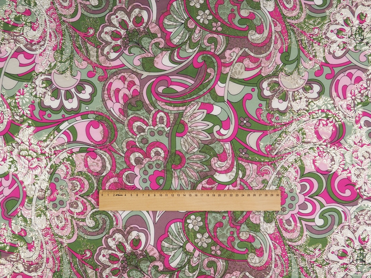 Jedwab lurex - Kwiaty, geometria i haft Jedwab lurex - Kwiaty, geometria i haft