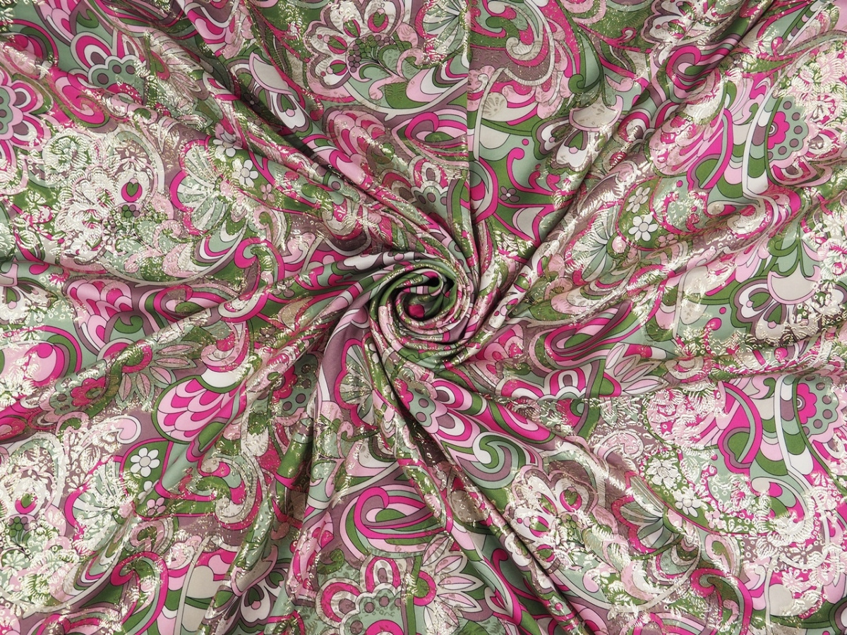 Jedwab lurex - Kwiaty, geometria i haft Jedwab lurex - Kwiaty, geometria i haft