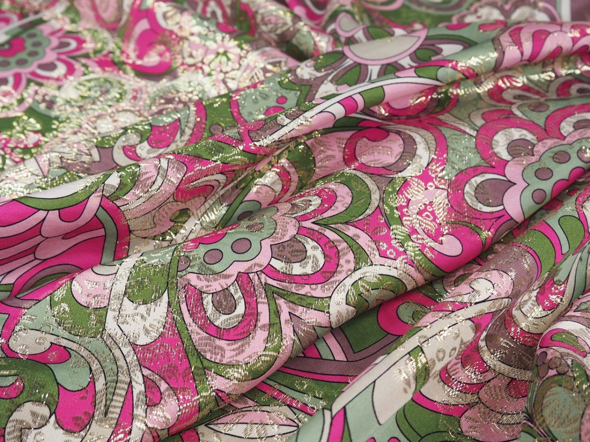 Jedwab lurex - Kwiaty, geometria i haft Jedwab lurex - Kwiaty, geometria i haft