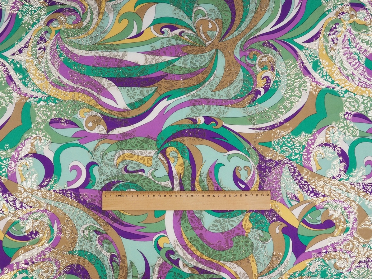 Jedwab lurex - Geometria i złote kwiaty Jedwab lurex - Geometria i złote kwiaty
