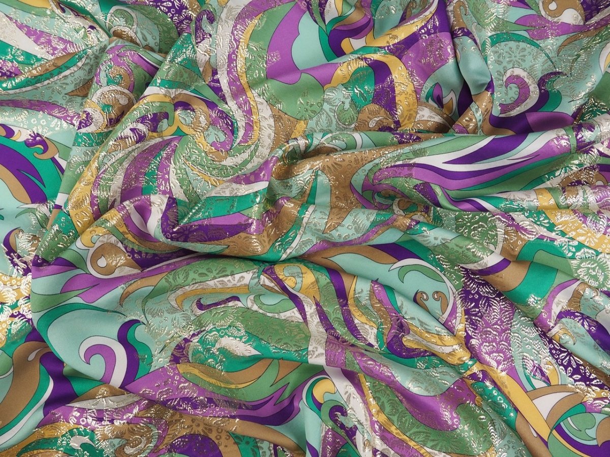 Jedwab lurex - Geometria i złote kwiaty Jedwab lurex - Geometria i złote kwiaty