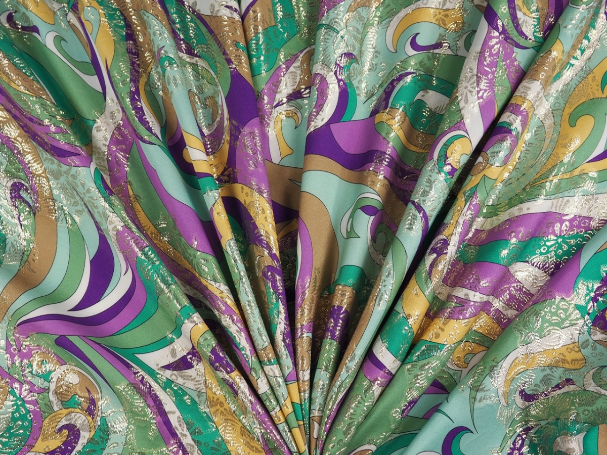Jedwab lurex - Geometria i złote kwiaty Jedwab lurex - Geometria i złote kwiaty