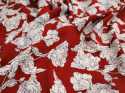Jedwab elastyczny - Białe kwiaty na czerwonym tle