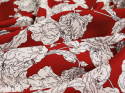 Jedwab elastyczny - Białe kwiaty na czerwonym tle