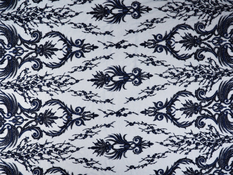 Materiał wieczorowy - Granatowe ornamenty Materiał wieczorowy - Granatowe ornamenty