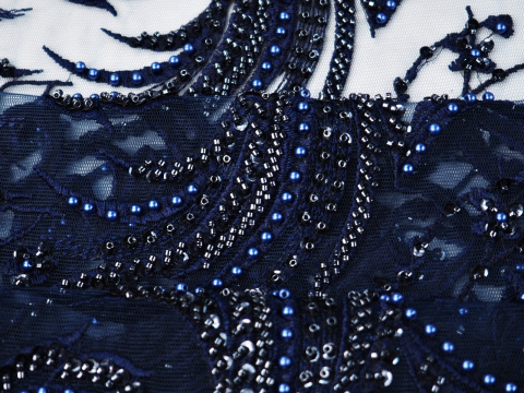 Materiał wieczorowy - Granatowe ornamenty Materiał wieczorowy - Granatowe ornamenty