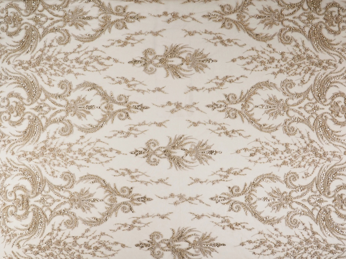 Materiał wieczorowy - Beżowe ornamenty Materiał wieczorowy - Beżowe ornamenty