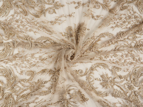 Materiał wieczorowy - Beżowe ornamenty Materiał wieczorowy - Beżowe ornamenty