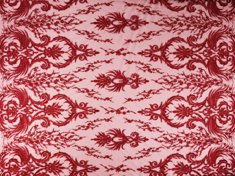 Materiał wieczorowy - Bordowe ornamenty Materiał wieczorowy - Bordowe ornamenty