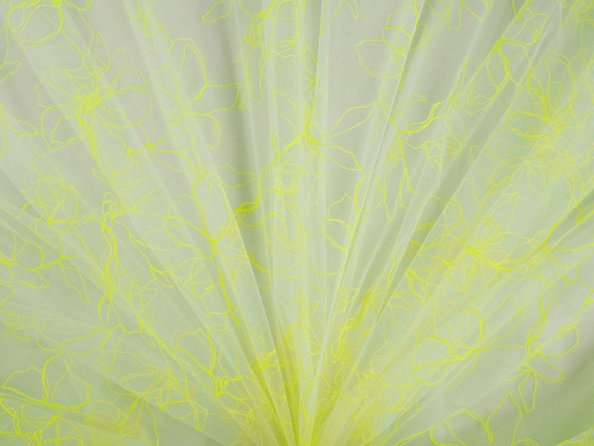 Haft na tiulu - Neonowe kwiaty