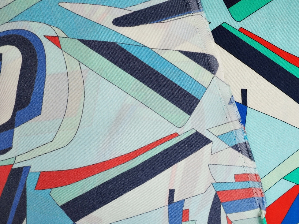 Jedwab twill - Chłodna geometria i czerwień Jedwab twill - Chłodna geometria i czerwień