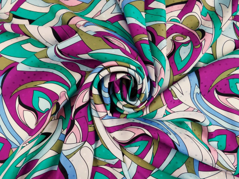 Jedwab wytłaczany - Geometryczne wzory i groszki Jedwab wytłaczany - Geometryczne wzory i groszki
