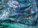 Jedwab szyfon - Niebieskie, pionowe wzory