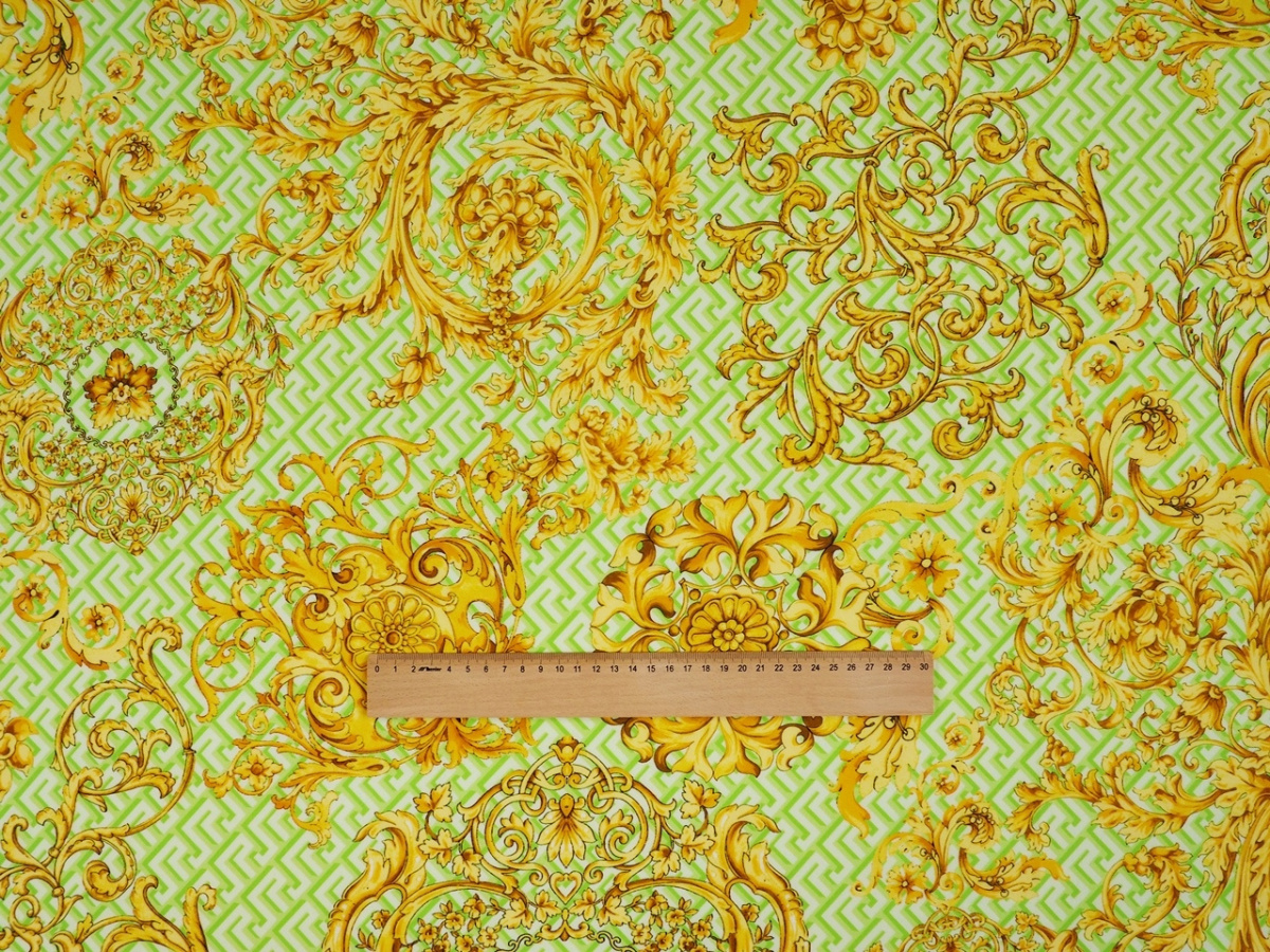 Jedwab elastyczny - Meandry i ornamenty zieleń Jedwab elastyczny - Meandry i ornamenty zieleń