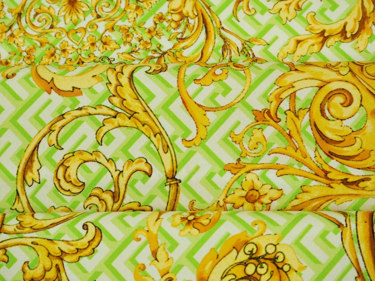 Jedwab elastyczny - Meandry i ornamenty zieleń