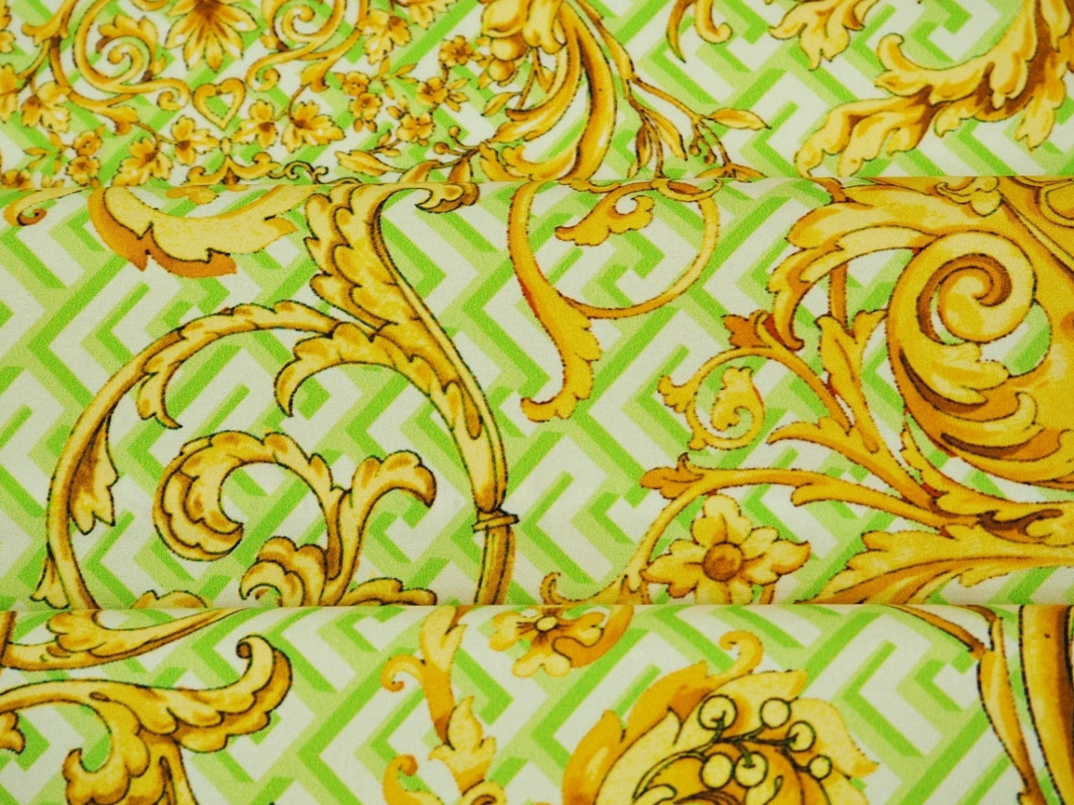 Jedwab elastyczny - Meandry i ornamenty zieleń Jedwab elastyczny - Meandry i ornamenty zieleń