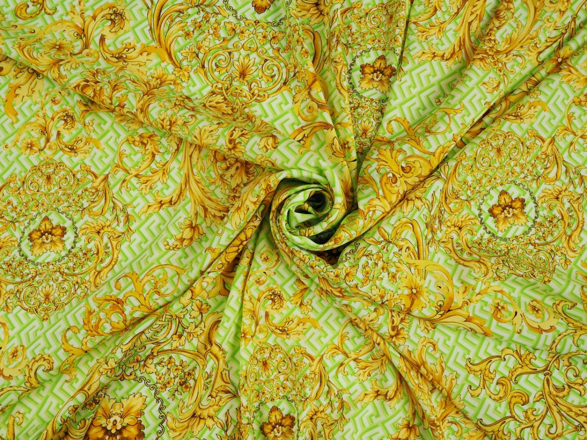 Jedwab elastyczny - Meandry i ornamenty zieleń Jedwab elastyczny - Meandry i ornamenty zieleń