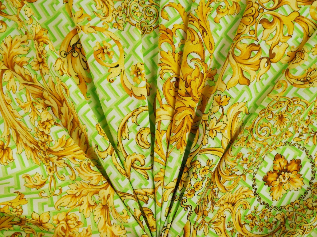 Jedwab elastyczny - Meandry i ornamenty zieleń