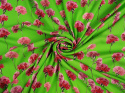 Jedwab elastyczny - Różowe goździki na zielonym tle