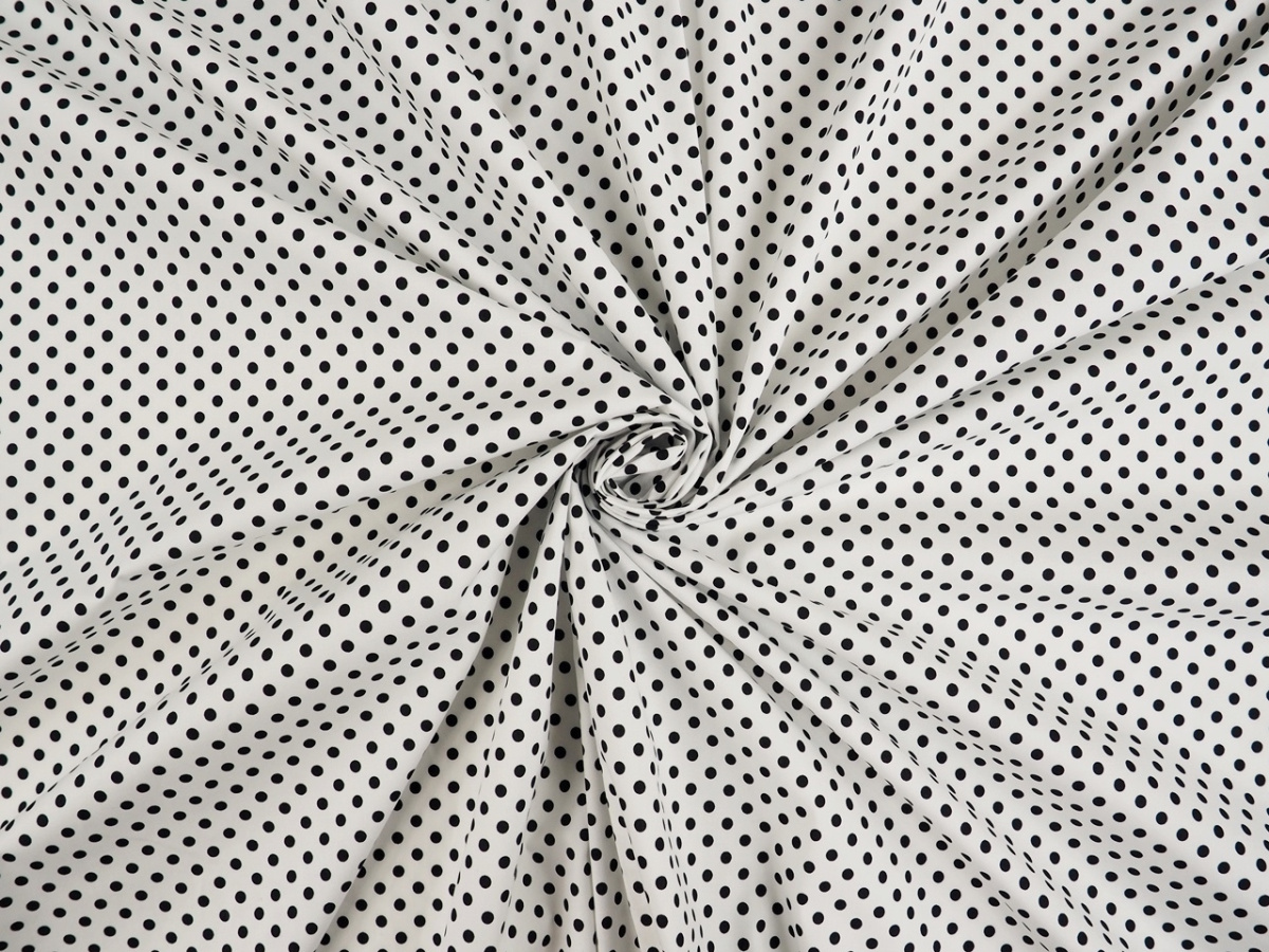 Bawełna elastyczna - Groszki na bieli