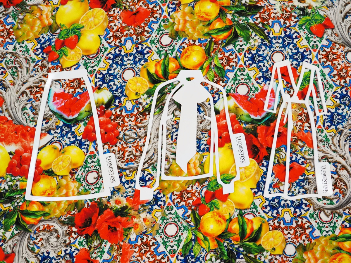 Jedwab krepa - Maki, cytryny, ornamenty Jedwab krepa - Maki, cytryny, ornamenty