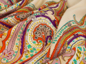 Jedwab elastyczny - Orientalny wzór róż i turkus