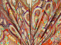 Jedwab elastyczny - Orientalny wzór róż i turkus