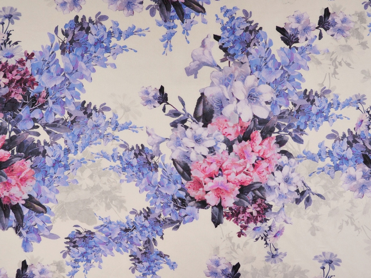 Jedwab twill - Niebieskie kompozycje kwiatowe