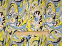 Jedwab elastyczny - Żółte i niebieskie ornamenty