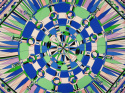 Jedwab elastyczny - Zielone i błękitne ornamenty