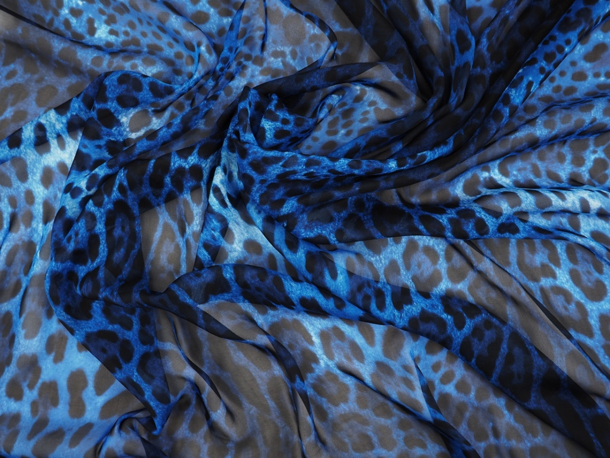Jedwab szyfon - Niebieska pantera