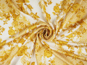 Jedwab naturalny - Złote ornamenty na bieli