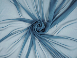 Jedwab szyfon - Stalowy, zgaszony niebieski